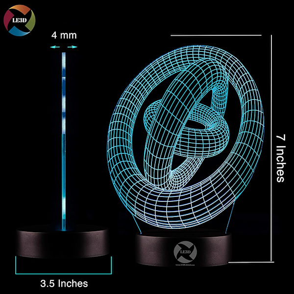 3D Optisk Illusions Natlampe - 7 LED Farveskiftende Lampe
