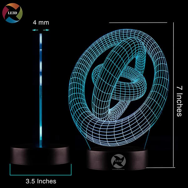 3D Optisk Illusjon Nattlys - 7 LED Fargeskiftende Lampe