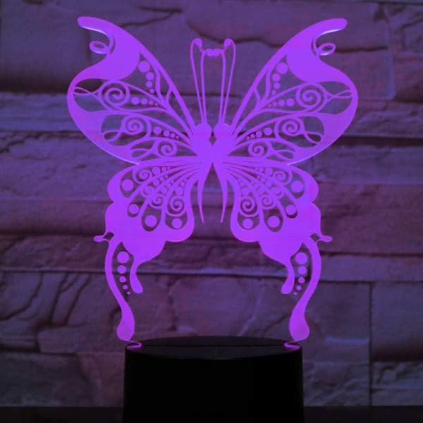 3D Sommerfugl Natlampe Illusion LED 7 Farveskift