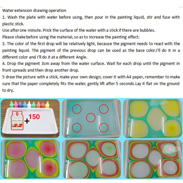 Vandmarmorering Mineral Pigment i PVC-flaske til Ebru-kunstværktøj til børn (A4 18 farver 6 ml)