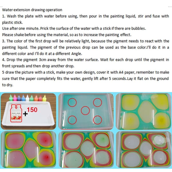 Vesimarmorointi mineraalipigmentti PVC-pullossa Ebru-taidetyökalulle lapsille (A4 18 väriä 6 ml)
