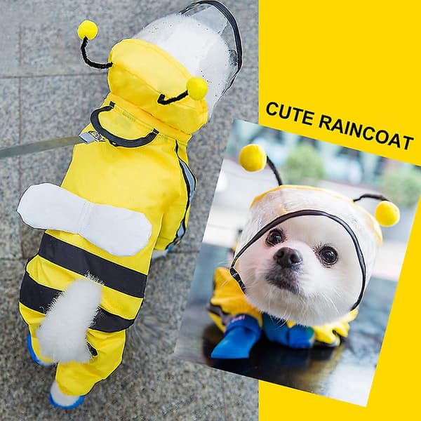 Vanntett regnfrakk for hund, firebent, altomfattende, medium