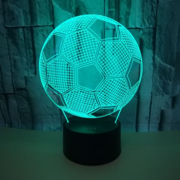 Fodbold Natlampe, 3D Illusion LED Lampe, 7 Farver Dæmpbar
