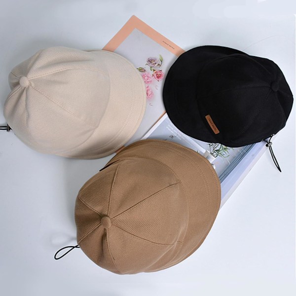 Kvinners bomulls vår baseball caps - Bomullsgolf solhatt for vår sommer utendørs (Floppy brem foldbar og pakkbar) Beige