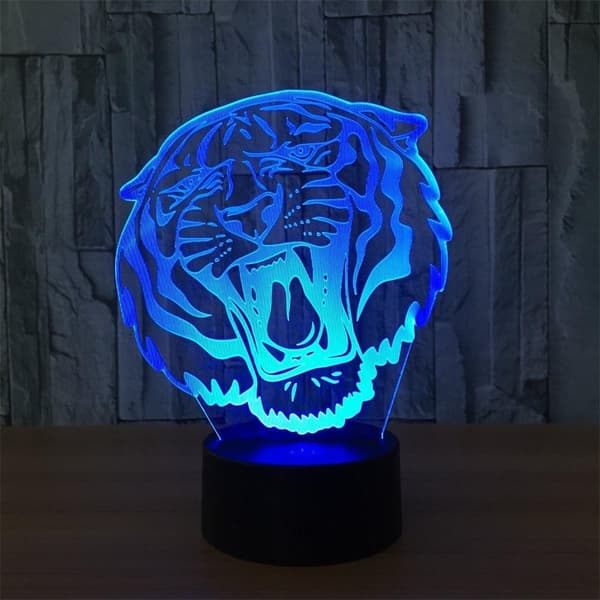 3D Optisk Illusion Dyr Tiger Farverig Lyseffekt Til