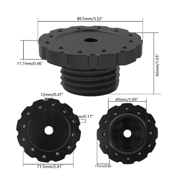 Profesjonell rattnavadapter i aluminium for Thrustmaster T300 T500 TS PC TS XW Sort