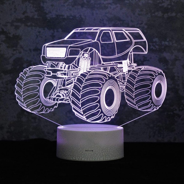 Nattlampor för barn Monster Truck 3D Nattlampa Sängbord L