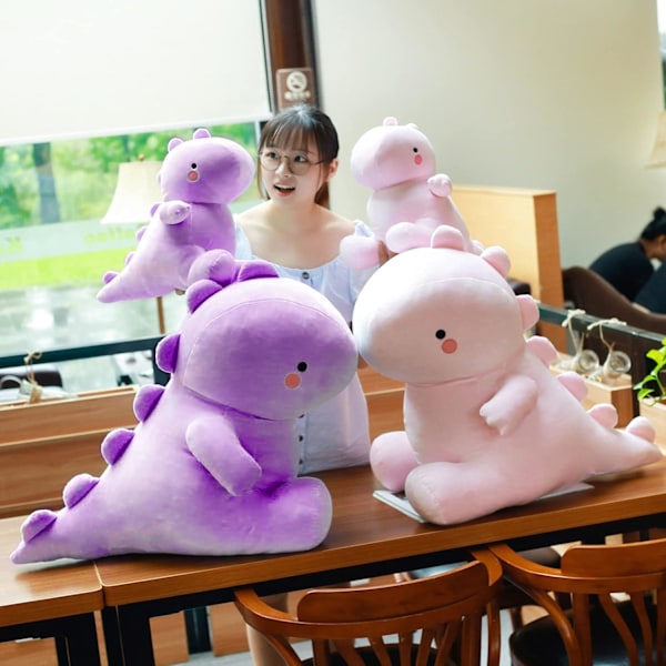 Søte Dinosaur Plysj Leke, Fet Dinosaur Fyllte Dyr Leke Dukker, Myk Plysj Fyllte Dyr Dino Plushie, Bursdagsgaver til Barn Jenter Gutter Purple 40cm/15.7in