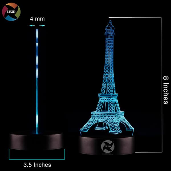 3D Optisk Illusjon Nattlys - 7 LED Fargeskiftende Lampe
