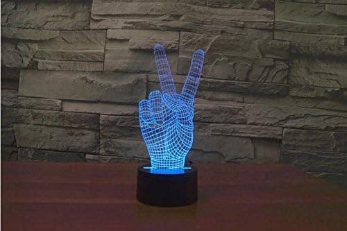 3D Victory Sign Gest Nattlys Touch Bord Skrivebord Optisk
