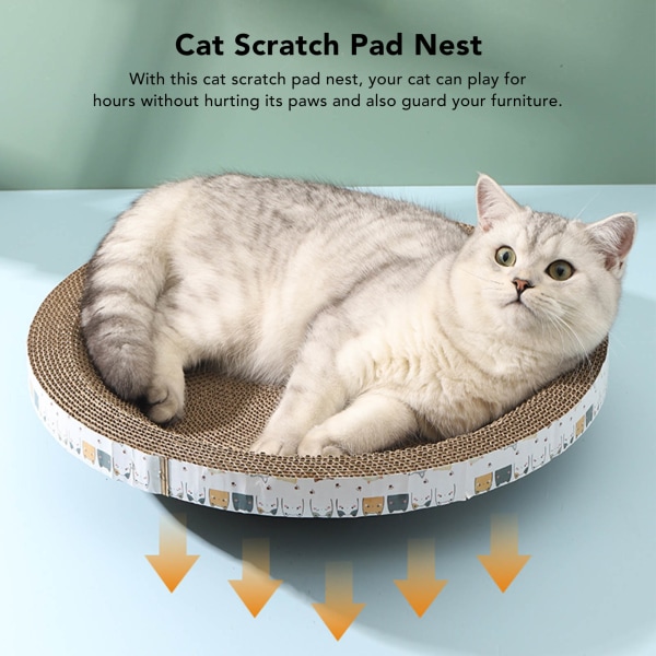 Cat Scratcher Bed Ripebestandig rund bølgepapp Stor Cat Scratcher Pad Nest for møbelbeskyttelse