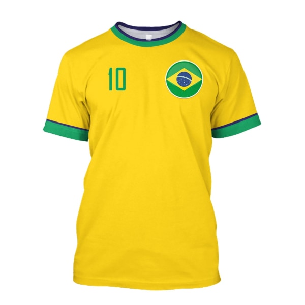 Brazil Jersey Herr T-shirt O-hals Överdimensionerad Kortärmad Herr Kläder 3D- print Brasiliansk Flagga urval Fotbollslagströja,Q00115T,4XL