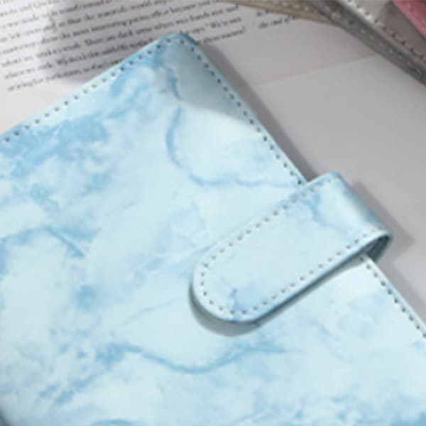 A6 Notebook Binder Lille Bærbar Azure Blå PU Læder Notebook Journal Løs Blad Binder