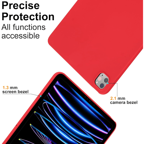 For iPad Pro 11 tommer M4 Deksel 2024, UUcovers Lettvekts Myk TPU Bakside Støtsikker Deksel Anti-Ripe Hud Skall Silikon Gummi Deksel Red 2024 Pro 11