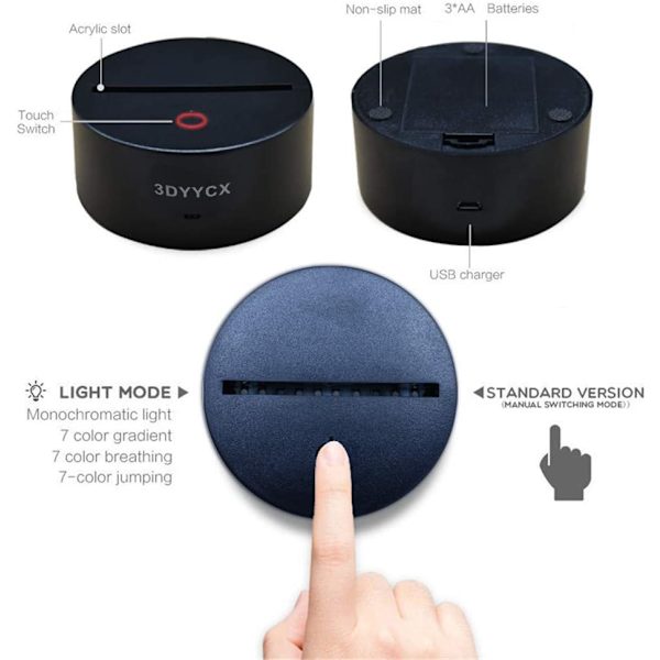 Cartoon Elf Gengar Nattlampa 3D Illusion LED-ljus Barn