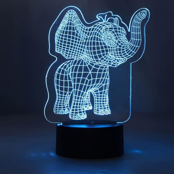Natlampe, 3D Natlampe USB-opladning 3D Elefantform 7