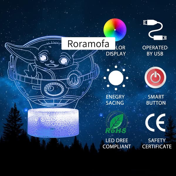 3D Nattlampe, Hologram Effekt Led Illusjon Bordlampe, Rem