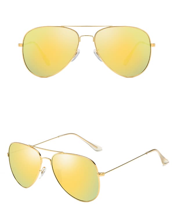 Polariserte Aviator-solbriller for menn og kvinner, metall, flat topp Su