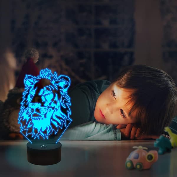 Lejon Nattlampa, Kung Lejon Present 3D Illusion Lampa för Barn B