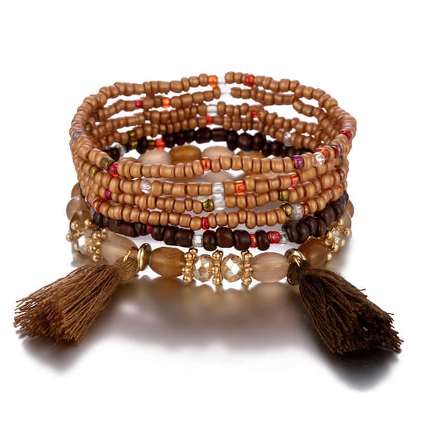 1 stk. bohemske stablebare armbånd med perler for kvinner, elastisk Mul