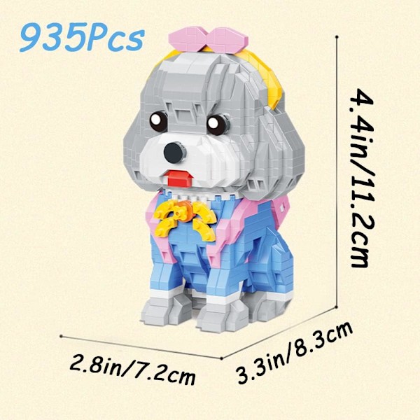 Teddy Byggeklodser, Mini Klodser Byggesæt Hund, Sød Dyre Serie Mikro Mini Byggeklodser Sæt, Hund Mikro Byggeklodser til Drenge & Piger