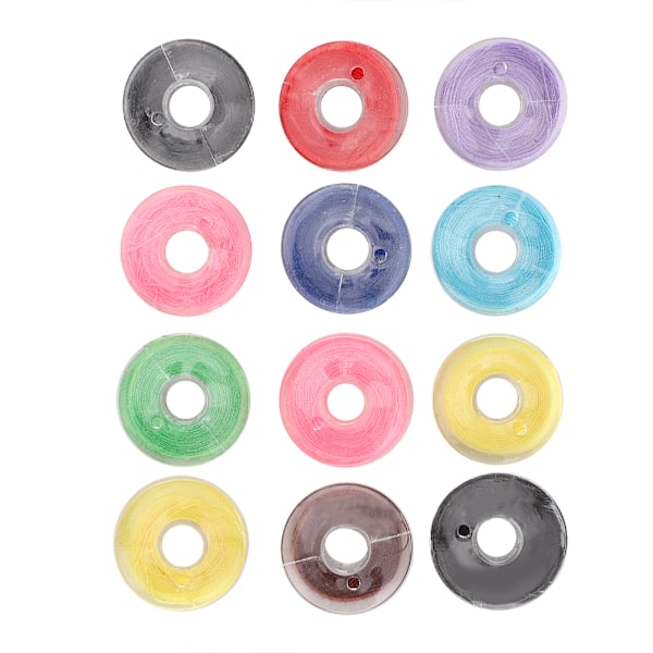 12PCs Sewing Machine Accessories Spool with Thread Bobbin Shuttle Core Crafts Transparent