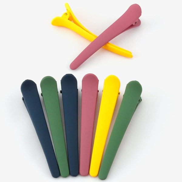 12 stk. hårklemmer til styling sektionering, 3,1 tommer matte alligator hårklemmer hårspænder ingen crease andebilled hårklemme Yellow,Blue,Purple,Green