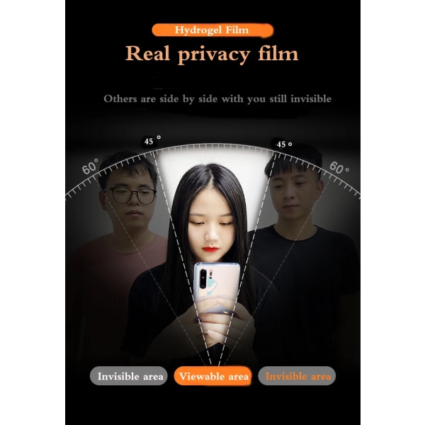 Anti Peeping för VIVO X50Pro X50ProPlus Privacy Hydrogel Film skärmskydd