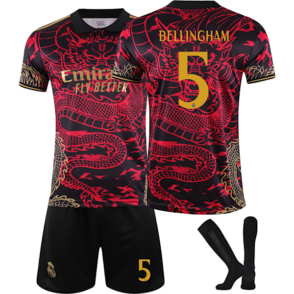 24/25 Fotbollsset för Barn Träningsdräkt Fotbollsset för Pojkar, Real Madrid NO.5 Fotbollslag Tröja Träningsdräkt Tröjor Shorts och Strumpor 20