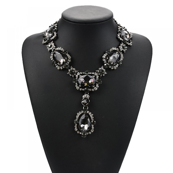 Juvelbesatt vattendroppe damhalsband, legering glas kristall Clavi