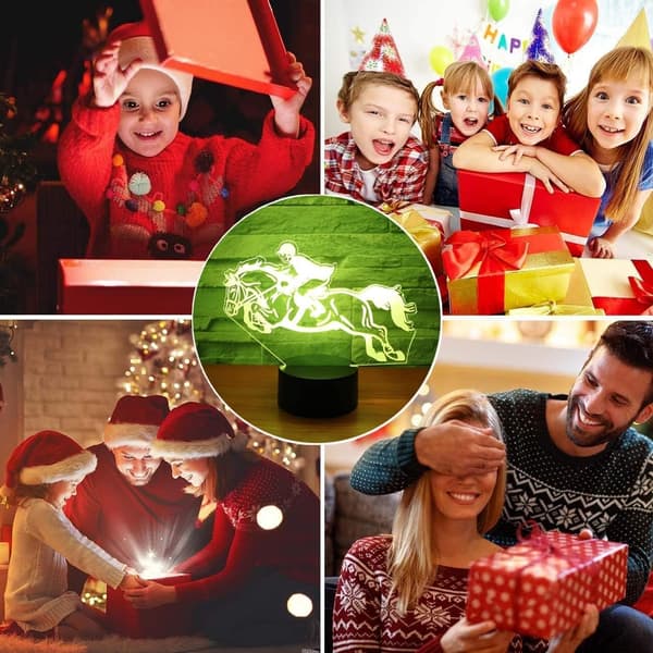 Hestevæddeløb 3D LED Natlampe 7 Farver Skiftende Lampe USB V