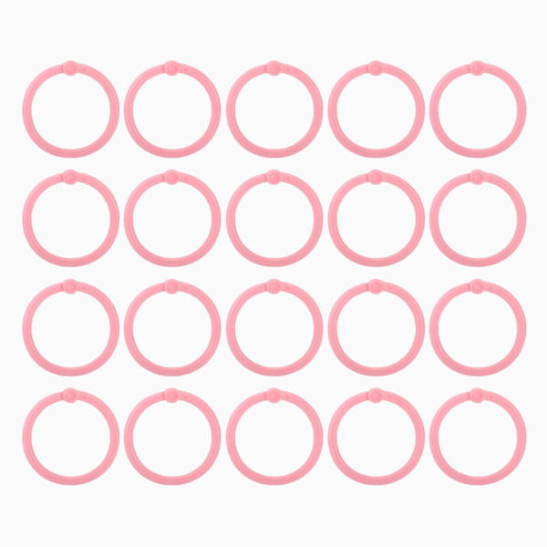 20 st bokbinderingsringar flexibla lösbladsspännen 30 mm pappersring för kortfiler rosa