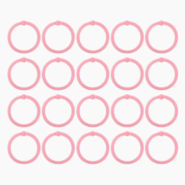 20 stk. bogbinderinge, fleksible løse blads spænder, 30 mm papir enkelt ring til kortfiler, pink