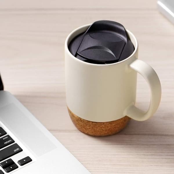 Kaffekopper Sett med 2, 44 cl Keramisk Kopp med Isolert Kork