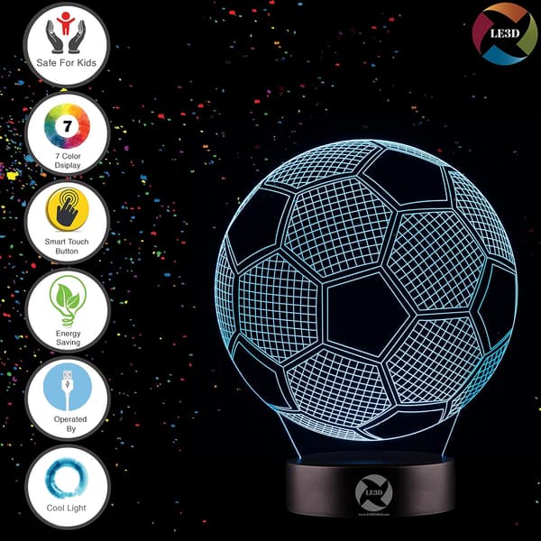 3D Optisk Illusions Natlampe - 7 LED Farveskiftende Lampe