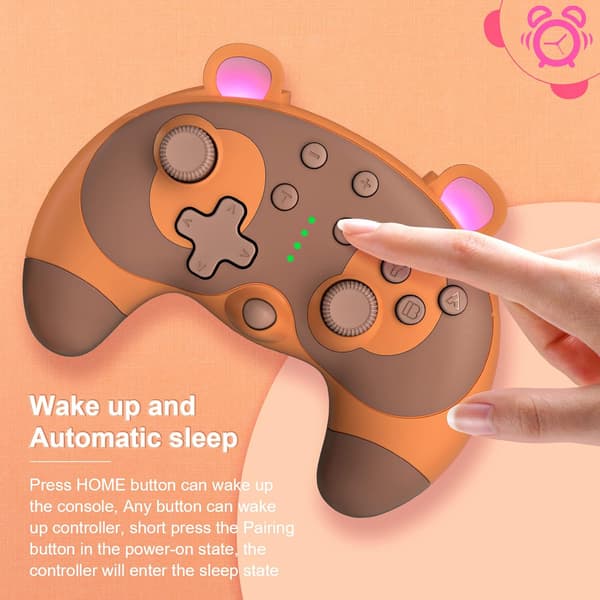 Switch-kontroller - Søt vaskebjørn trådløs Switch-kontroller for Switch Lite/OLED/PC, Switch Pro-kontroller fjernkontroll spillkontroll joystick med turbo/