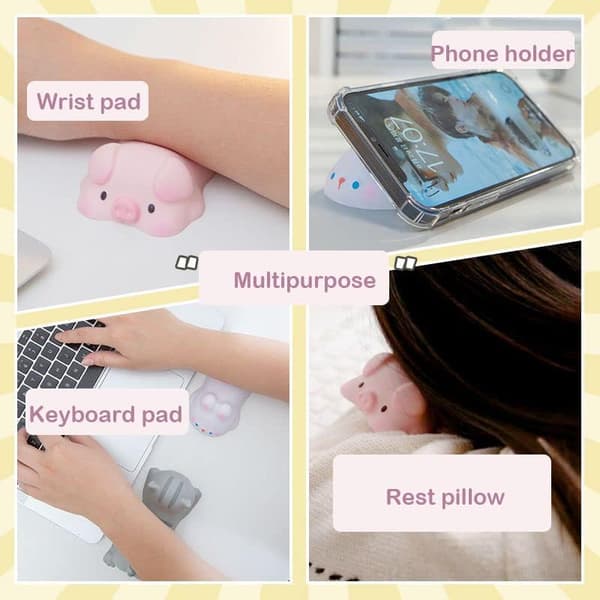 Søt Kawaii Håndleddsstøtte, Sakte Stigende PU Ergonomisk Armpute, Musematte Håndleddspute for Skrivebord Kontor Dataspill Rabbit
