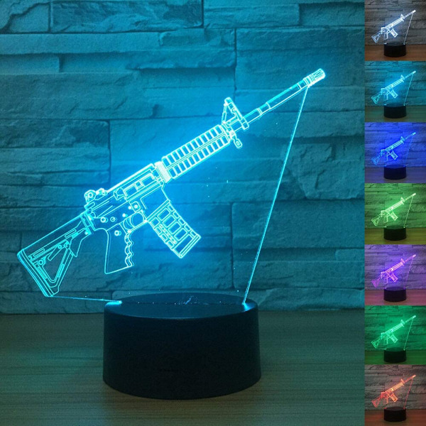 3D Pistol Natlampe Bordlampe Dekoration Bord Skrivebord Optisk Illusion Lamper 7 Farve Skiftende Lys LED Bordlampe Jul Hjem Kærlighed Fødselsdag Børn Børn De