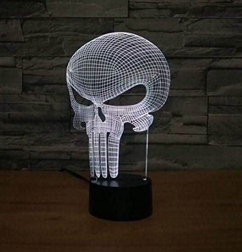 Punisher Skull 3D Natlampe 7 Farveskift LED Bordlampe T