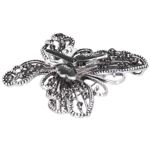 Brosch Pin Diamante ihålig fjärilsmönster Slipsnål Kavajnålar Festkorsage TillbehörSvart