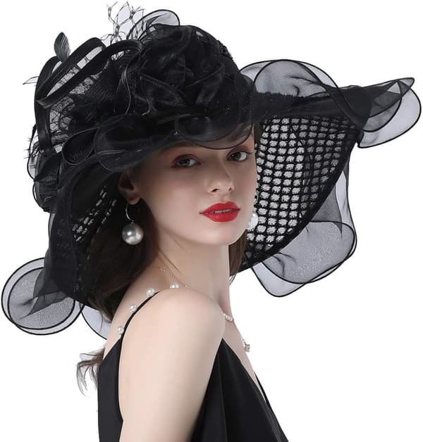 Solhatt for kvinner, teselskap, kirke, Kentucky Derby, bred brem, Ha B