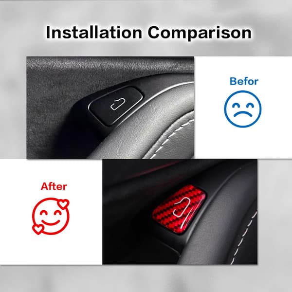 Dørkontaktknap-panelafdækning til Tesla Model 3/Y (2017-2023 Model 3/2021-2024 Model Y) - Biltilbehør til interiør, til interiør Pro Red Carbon Fiber 2017-2023 M3/2021-2024 MY