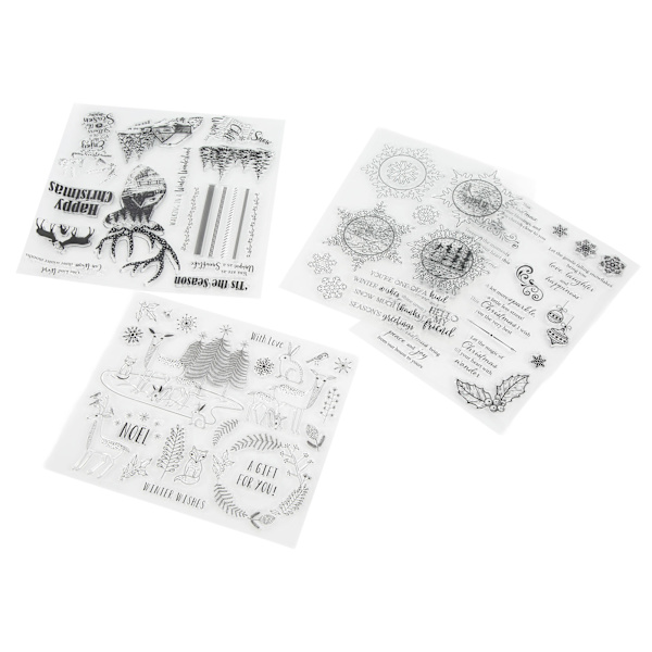 4 stk. gjennomsiktige stempler i TPR-materiale med julemotiv - Gjenbrukbare dekorative verktøy for scrapbooking og DIY-håndverk