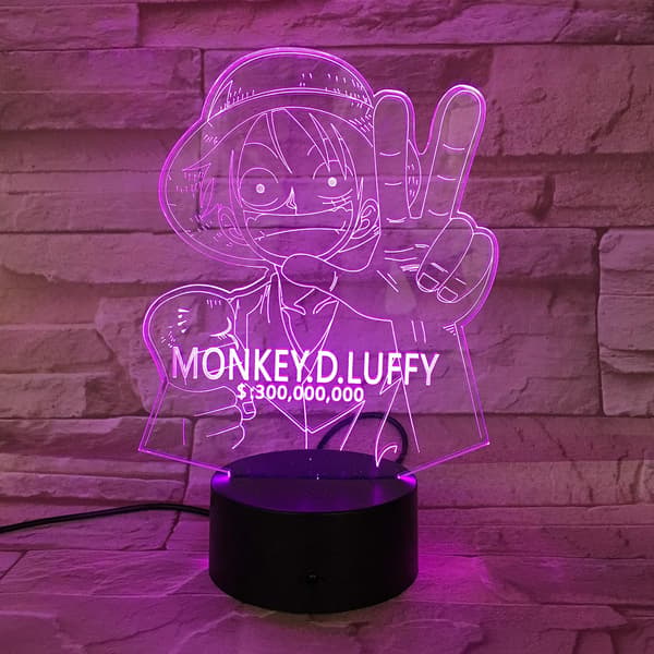One Piece Luffy 3D Illusjons Nattlampe Smart Touch, RG