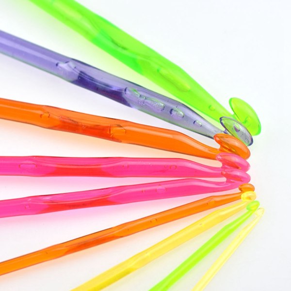 9PCS Flerfarget Heklenål Nål Plast Vev Søm Strikkepinner Sett