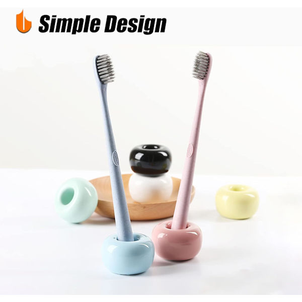 Snygg Mini Keramik Tandborsthållare Stativ för Badrum Toalettbänkar (Svart 2-pack) 2Black