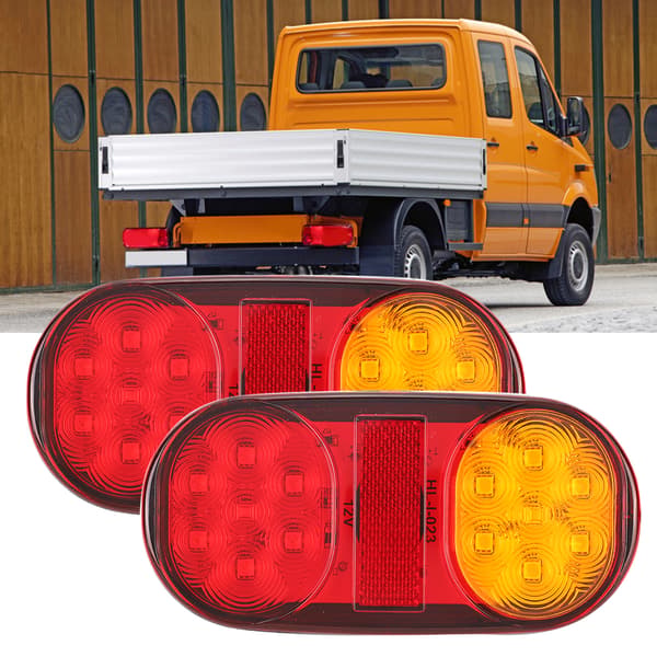 2 stk 24V Tilhenger Baklys 14LED Dobbel Farge Oval Styling Baklys Høy Lysstyrke