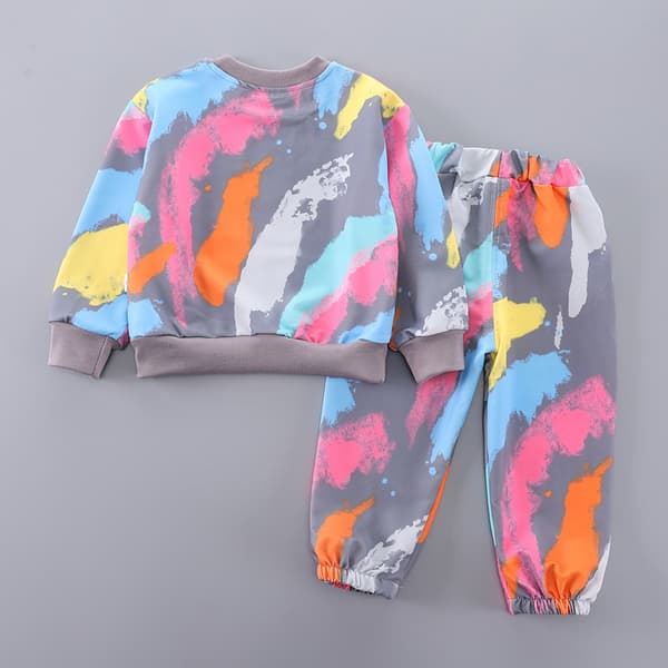 2024 Nye Mickey farvede toppe og bukser søde Sweatshirt Sæt til børn 120cm