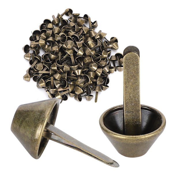 200 stk. flade fødder studs antikke messing DIY læder bagage håndtasker håndværk tilbehør 12mm