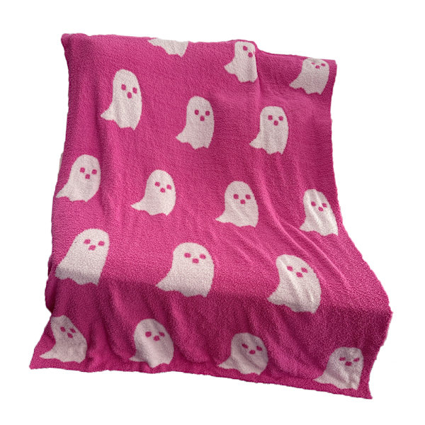 Spøgelser Tæppe Blødt Komfortabelt Åndbart Halloween Kast Tæppe til at Se TV Camping Pink 130x180cm/51x71in 1000g/35.3oz